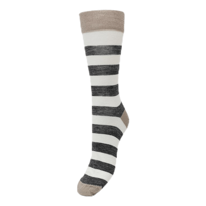 Merino Liner Striped White/Grey/Beige