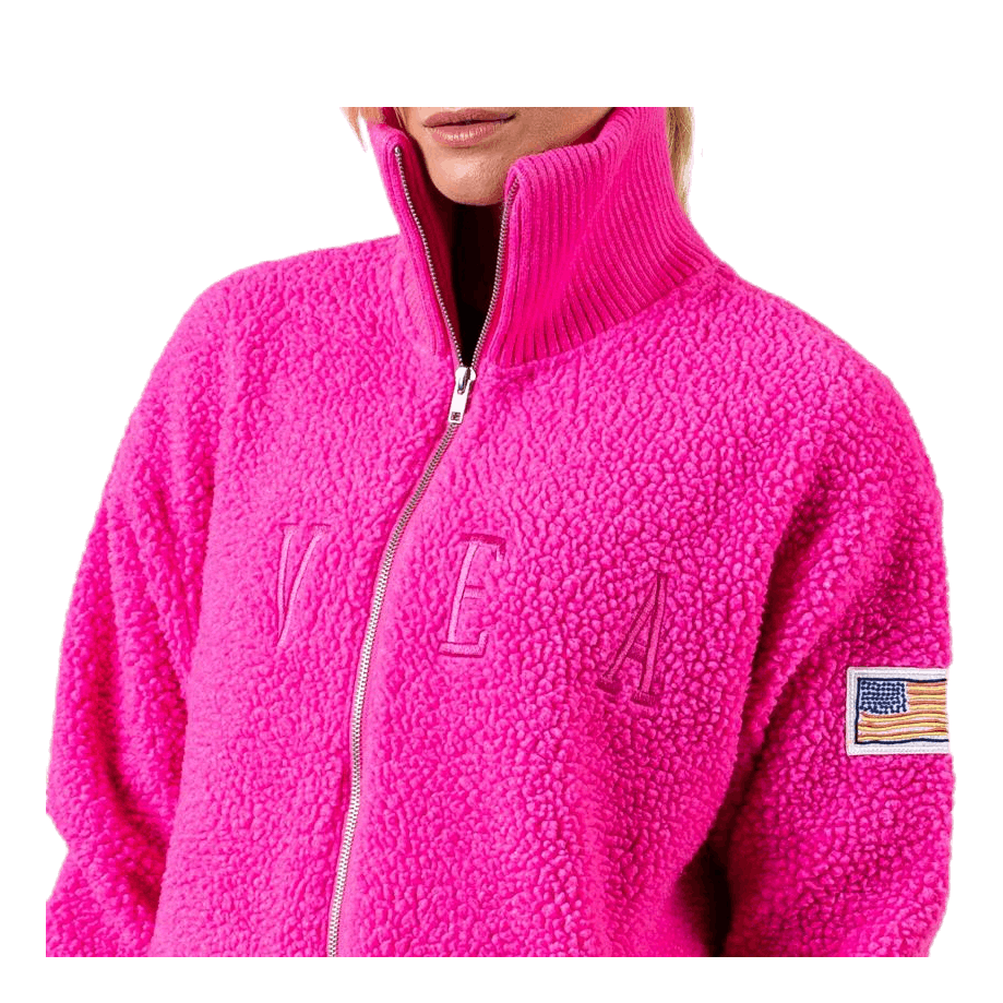 Kathryn Pile Zip Sweater Pink