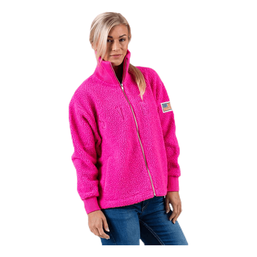 Kathryn Pile Zip Sweater Pink