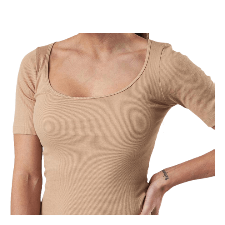 T-shirt Ribbed Beige