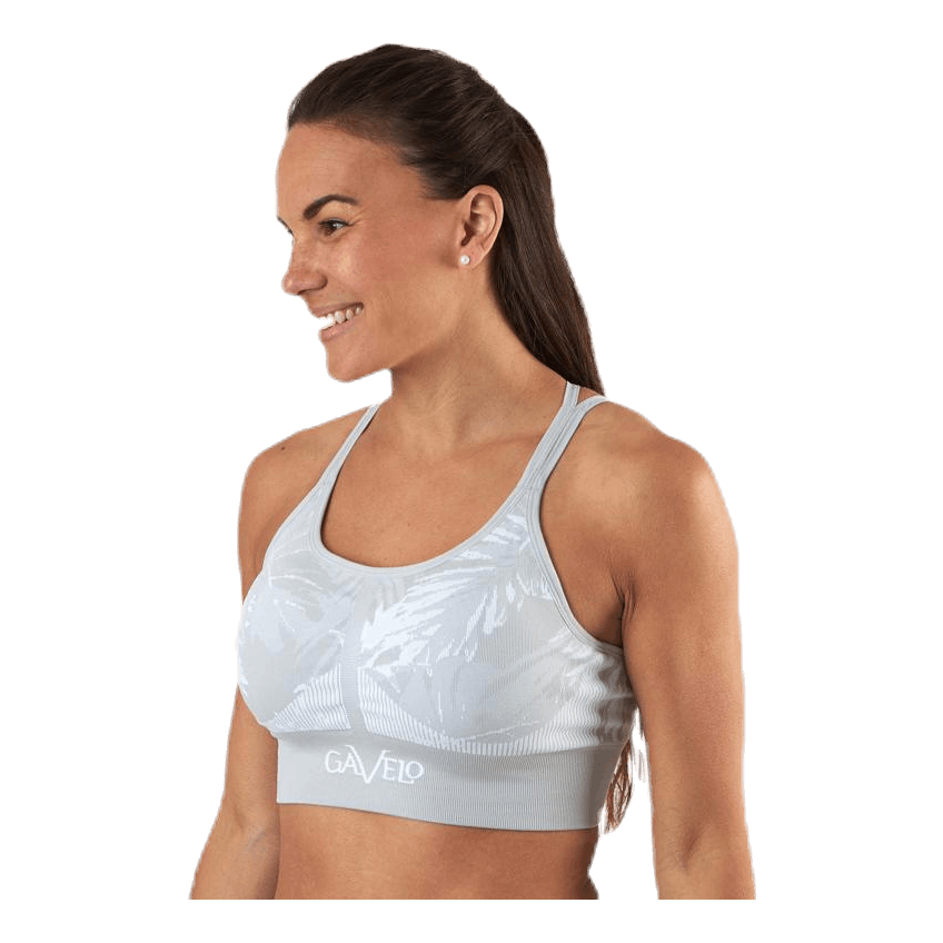 Seamless Floral Sports Bra Grey