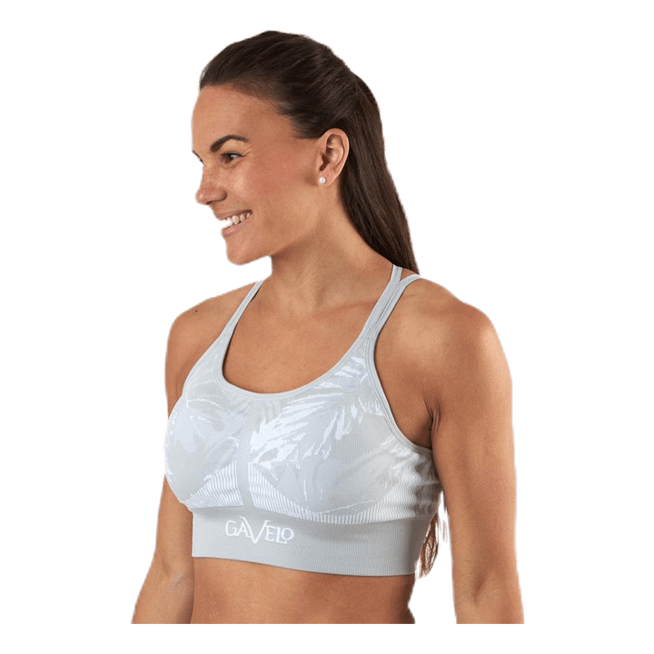 Seamless Floral Sports Bra Grey