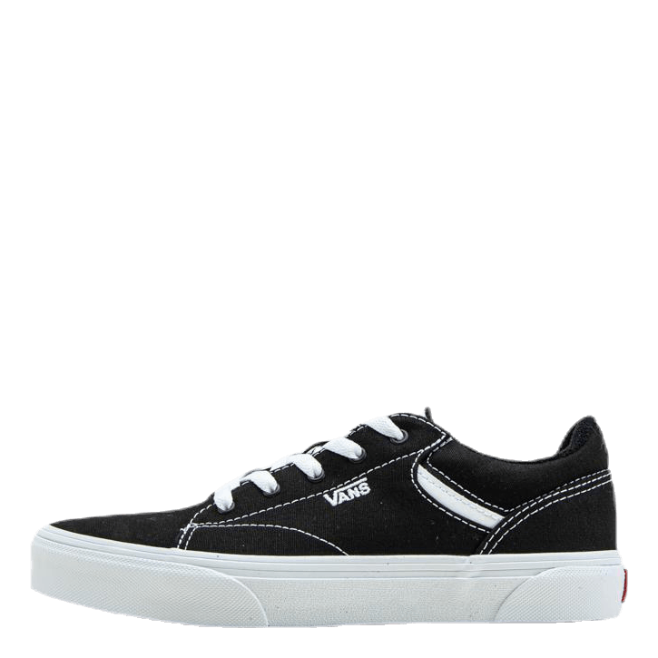 Vans junior black hot sale and white