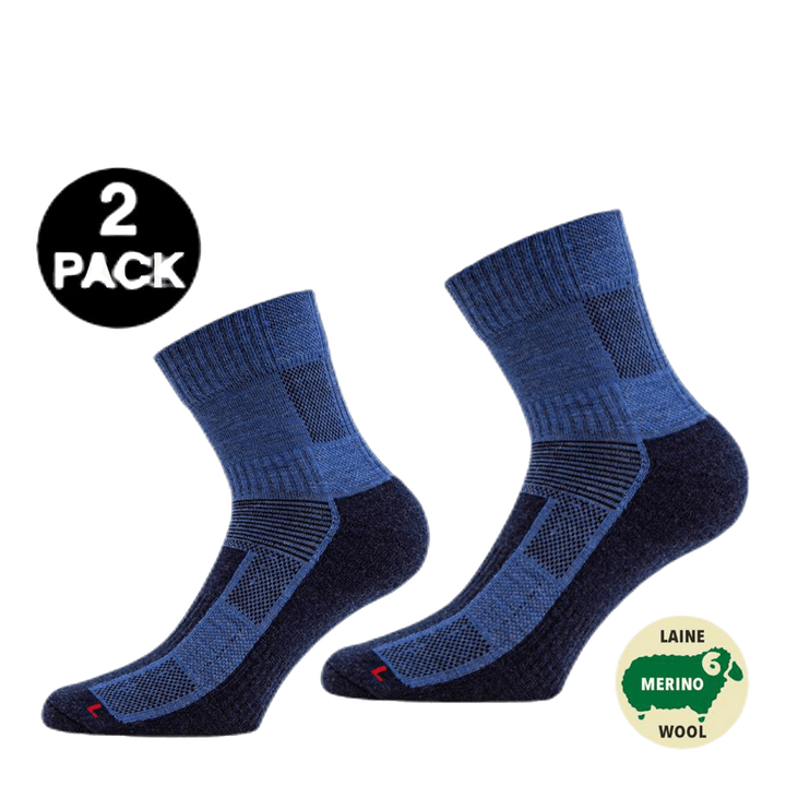 Leonardo Qtr - 2-pack Merino Wool Quarter Length Walking Socks Blue