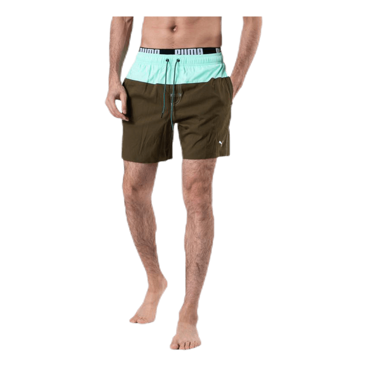 Logo Medium Length Swim Shorts Brown/Green