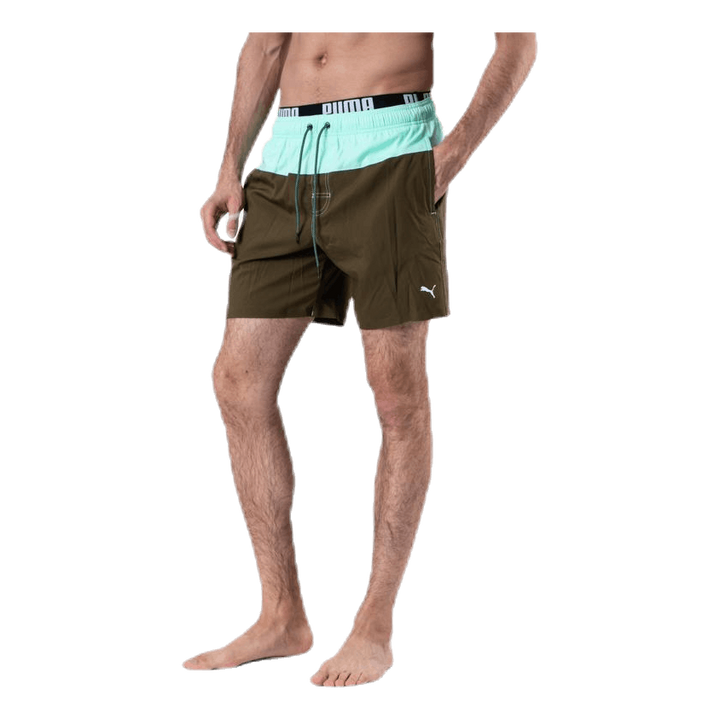 Logo Medium Length Swim Shorts Brown/Green