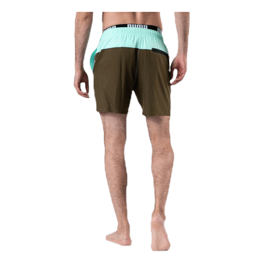 Logo Medium Length Swim Shorts Brown/Green