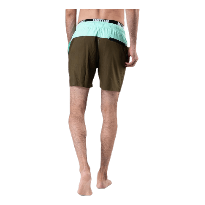 Logo Medium Length Swim Shorts Brown/Green