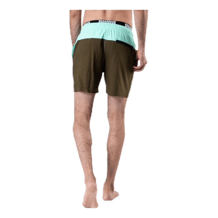 Logo Medium Length Swim Shorts Brown/Green