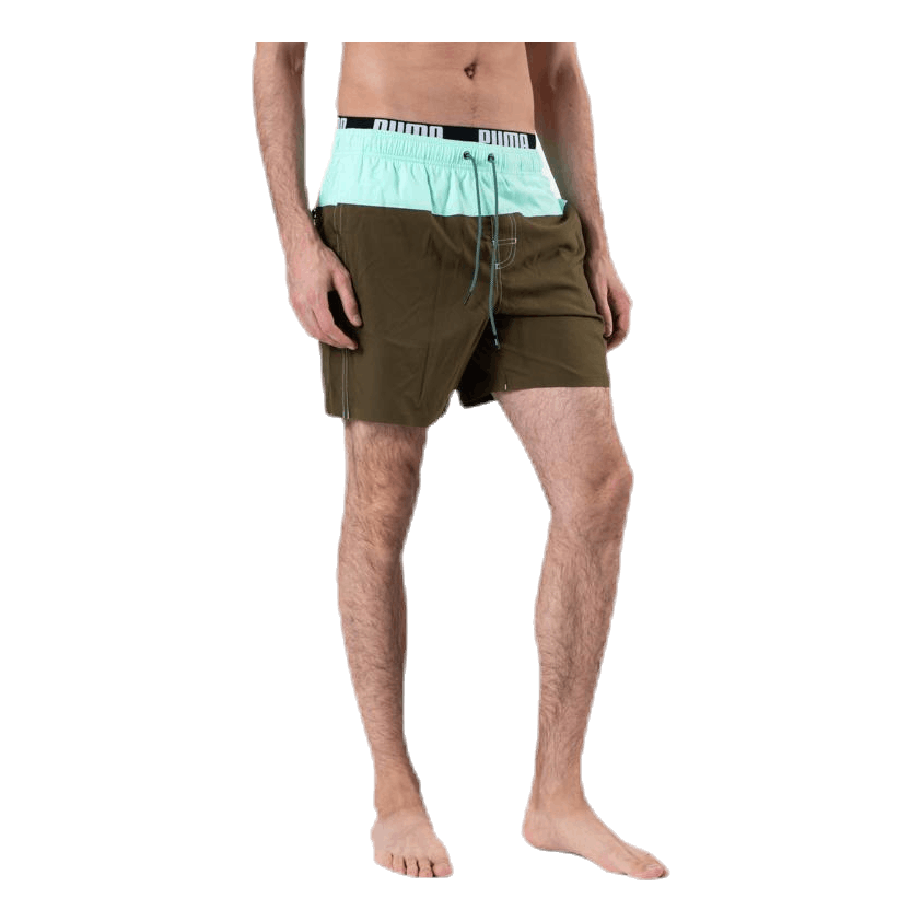 Logo Medium Length Swim Shorts Brown/Green