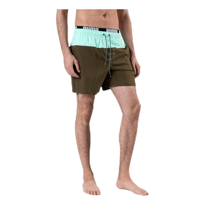 Logo Medium Length Swim Shorts Brown/Green