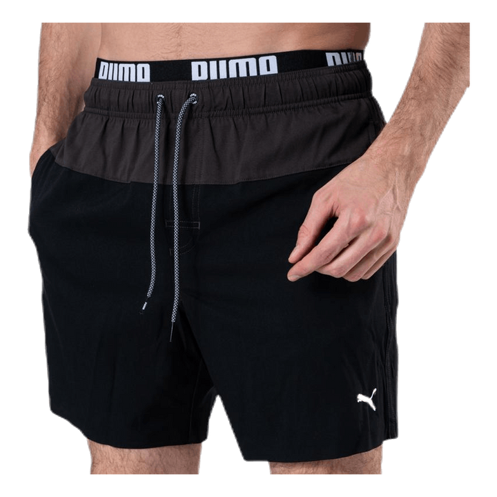 Logo Medium Length Swim Shorts Black/Grey