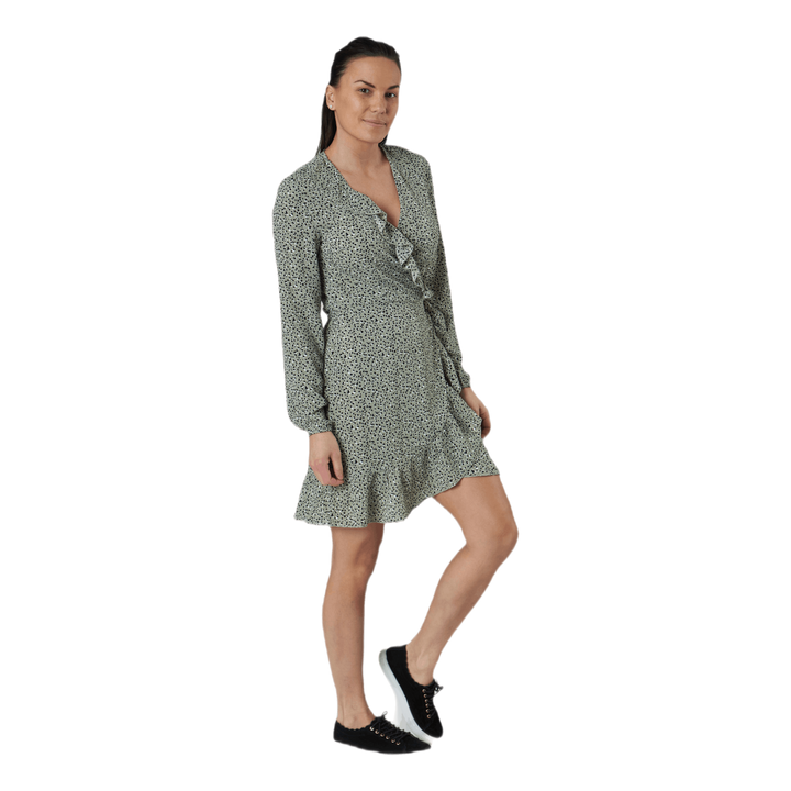 Carly L/S Wrap Short Dress Wvn Green