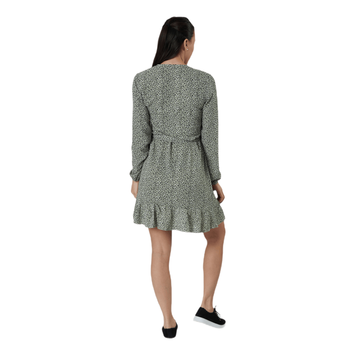 Carly L/S Wrap Short Dress Wvn Green