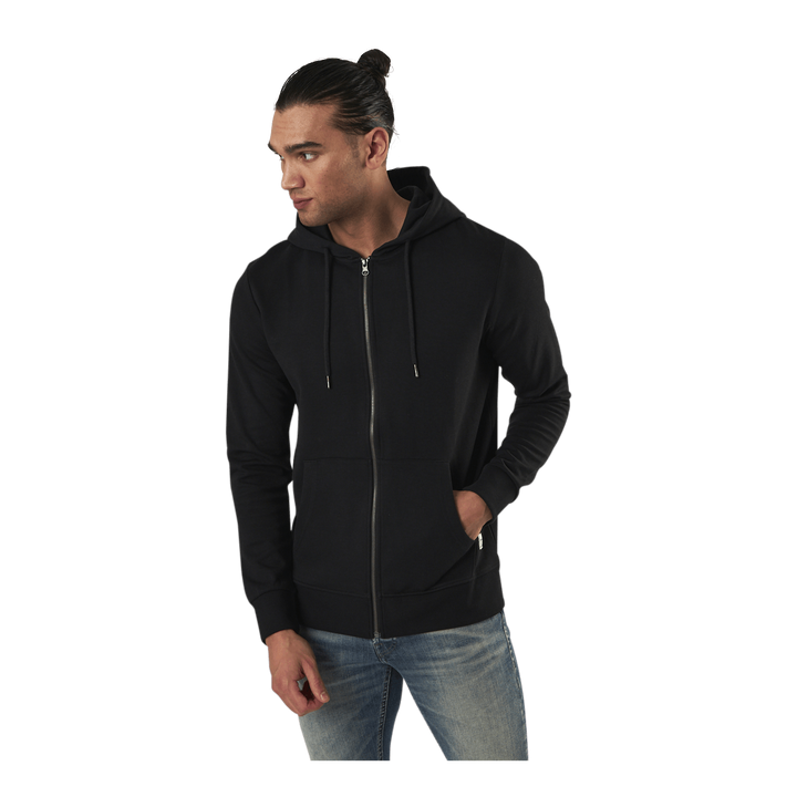 Basic Sweat Zip Hood Black