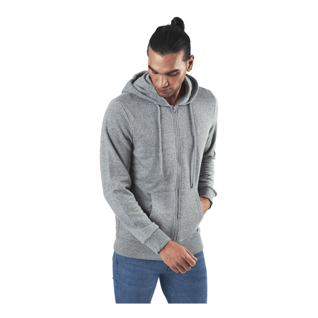 Basic Melange Sweat Zip Hood Grey