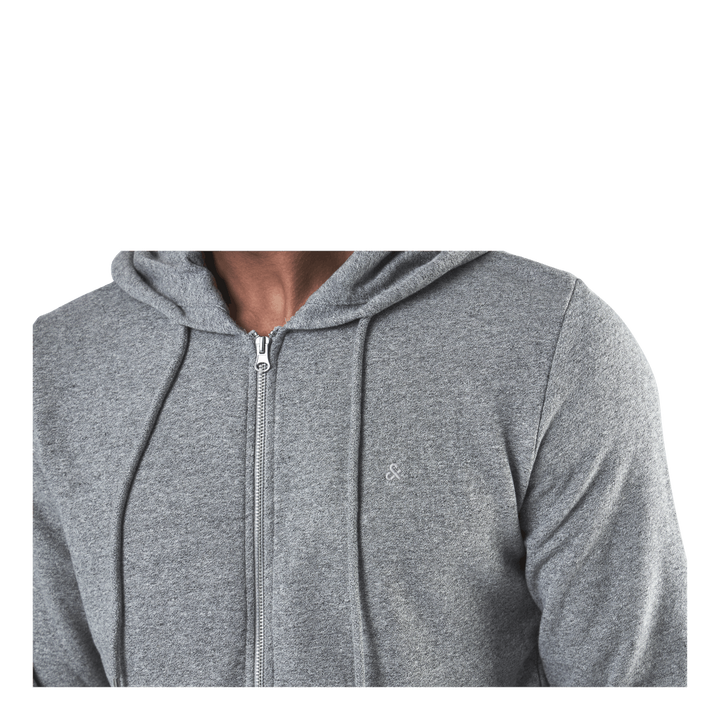 Basic Melange Sweat Zip Hood Grey