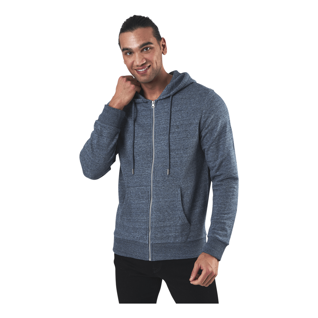 Basic Melange Sweat Zip Hood Blue