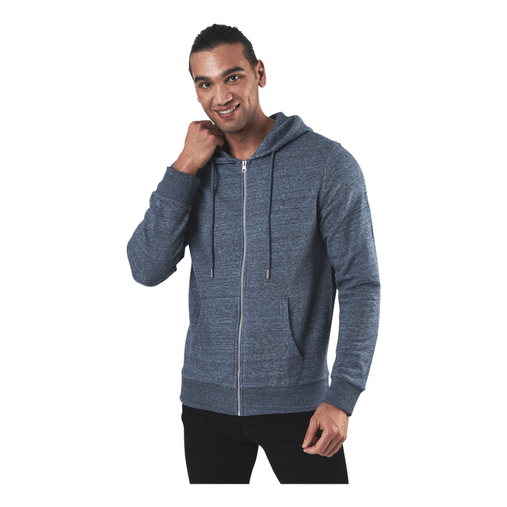 Basic Melange Sweat Zip Hood Blue