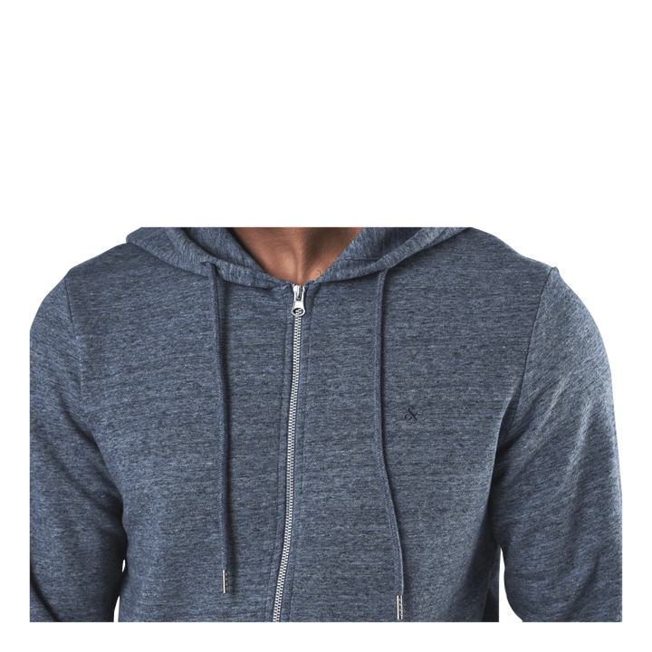 Basic Melange Sweat Zip Hood Blue