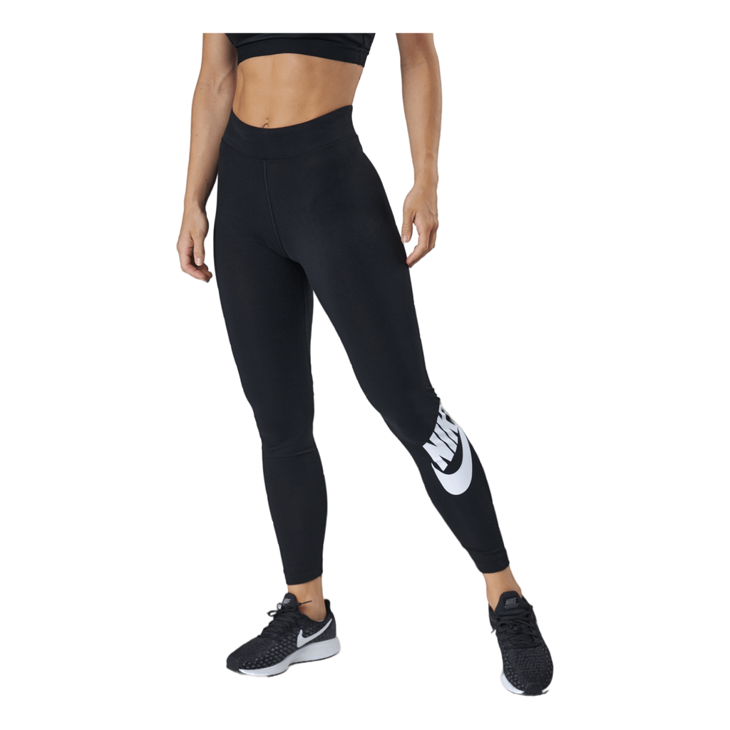 Women's Nike Sportswear Essential Leggings L Black Light Bone Ivory Gym  Casual