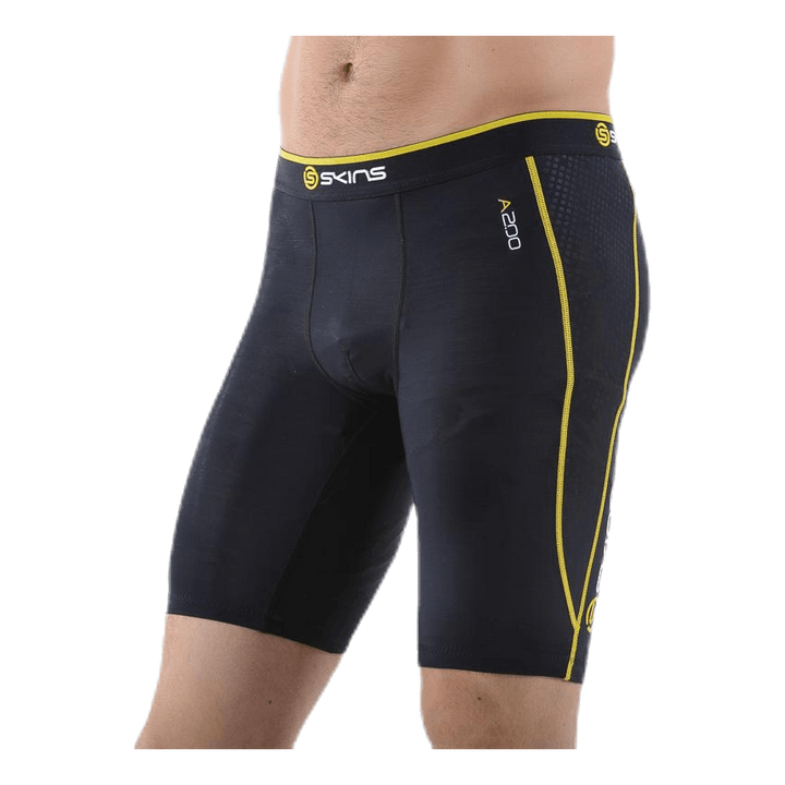 A200 Mens Compression Shorts Black/Yellow